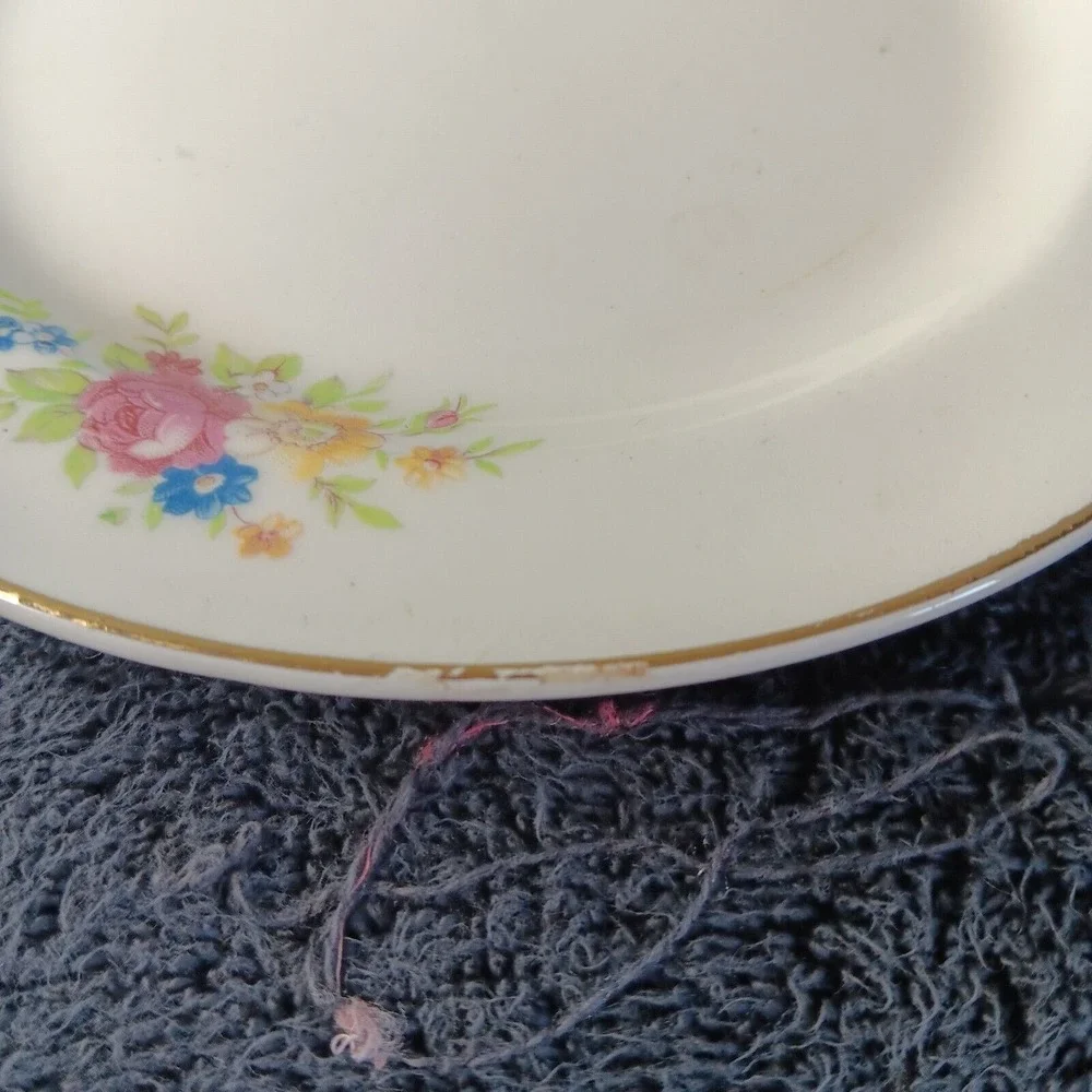 Set of 4 Cronin‎ China Co Gold Rimmed Floral Saucers Mionerva Ohio 42 55 NB #8